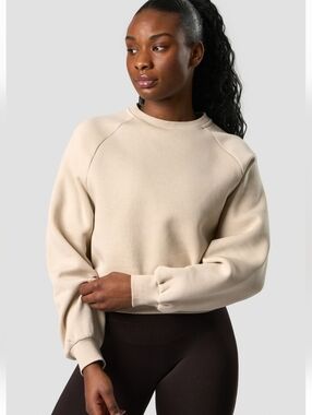 New BuffBunny Cream Cropped Crewneck Pullover Sweatshirt
